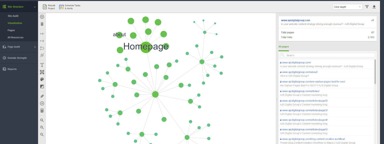 website auditor visualization